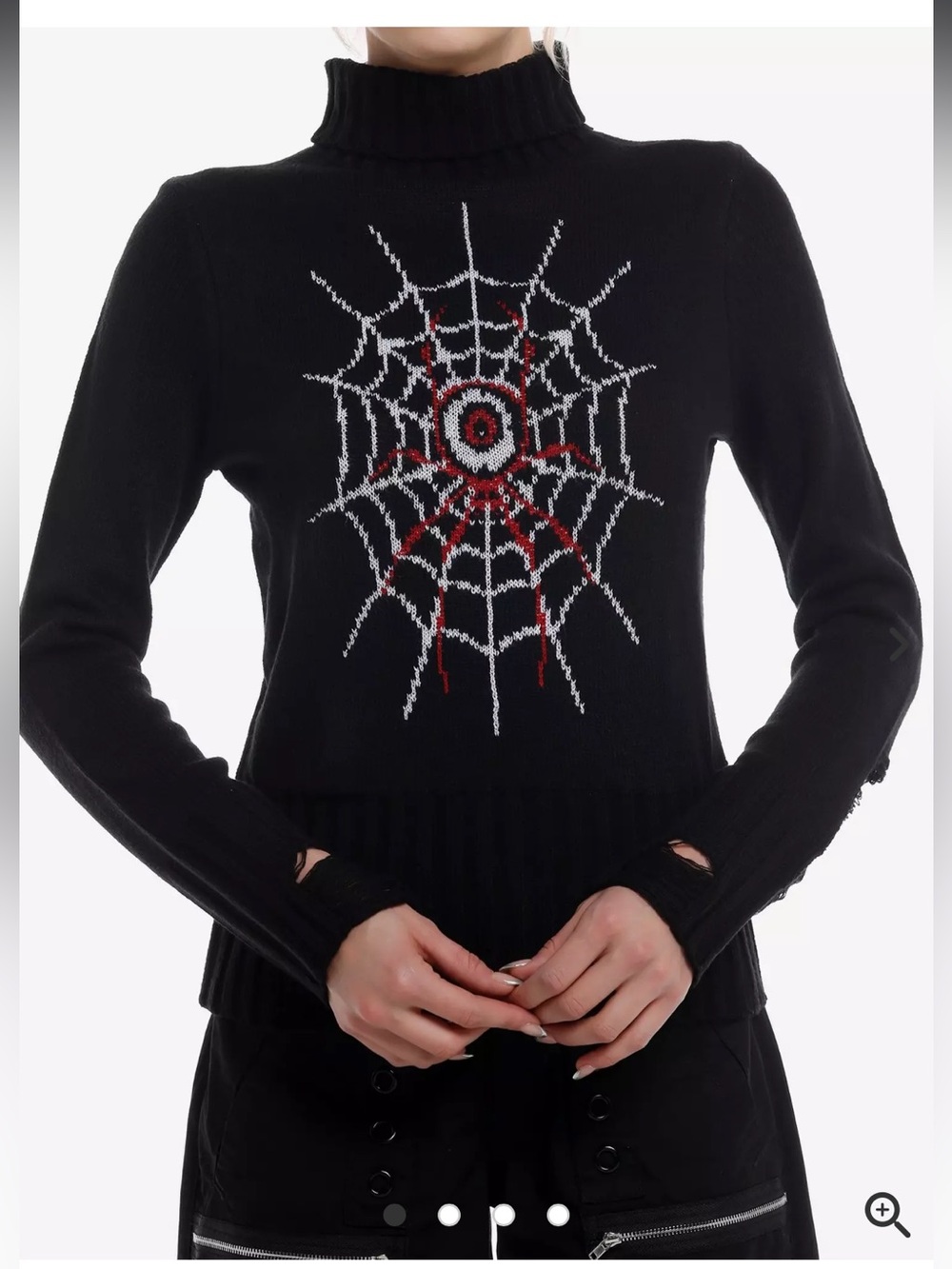 Social Collision eyeball spider distressed turtleneck sweater junior small